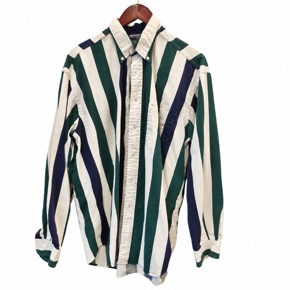 Nautica Other - Vintage Nautica 12M 95 SailSports Striped Button Down Shirt Green Navy 100%...